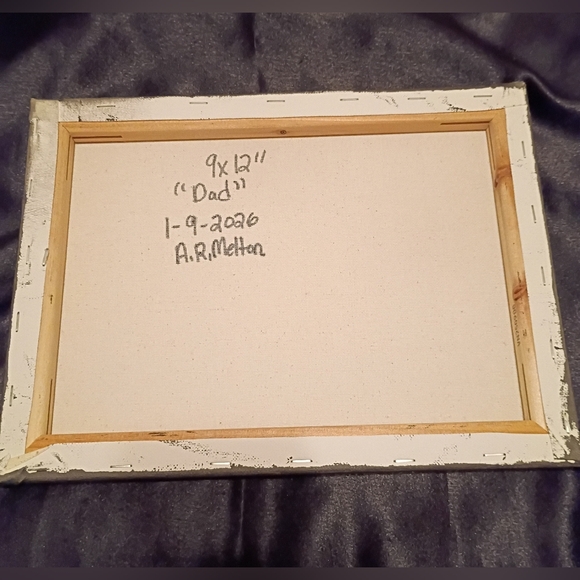 Handpainted Striped Dad Word Art Original Canvas Painting Signed 8x10 Wall Decor - Picture 2 of 2